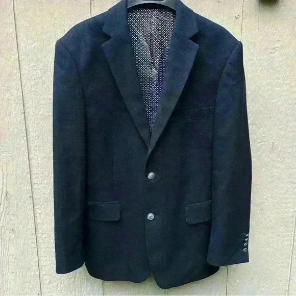 Pierre Loren Men’s Blazer Suit Jacket Navy Blue Two Buttons Style Size 42R - Picture 1 of 9